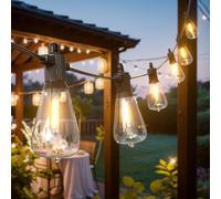 Kawaya Guirlande Lumineuse Exterieure 7,6M Led Ip65 Étanche Guirlande Lumineuse En Sur Secteur 12+1 ST38 Incassable Guinguette Lumière Prise Connectée Pour Jardin Balcon Terrasse Tonnelle Parti