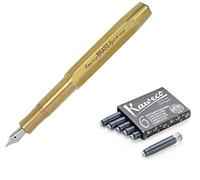 Kaweco - AL Sport Ensemble - Cadeau Stylo Plume (pointe moyenne) + Lot de 6 cartouches d'encre noires (Laiton)