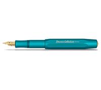 Kaweco Collection Iguana Blue Stylo plume haut de gamme avec plume en acier doré et pointe en iridium pour cartouches d'encre I Stylo sport 13 cm Largeur de plume : F (fine)