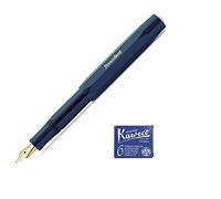 Kaweco Stylo plume Classic Sport Fine Nib + ensemble de 6 cartouches d'encre bleue (Marine)
