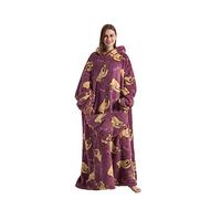 Kawoja Couverture à capuche surdimensionnée extra longue, couverture prête-à-porter avec manches et poches géantes, couverture polaire super chaude et confortable pour homme et femme, Paresseux, L/5XL