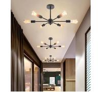 kawoo 3pcs Lustre Suspension Luminaire Industrielle Salon Noir Retro Plafonnier Vintage en Métal Designe Edison pour Salon Chambre