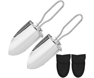 Kaxich 2 Pièces Mini Pelle en Acier Inoxydable, Pelle Pliante Portable, Pelle Multifonction, Mini Pelle Pliante avec étui pour Camping, Formation à la Survie, Randonnée et Jardinage