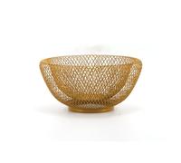 KAXLDHH Corbeille a Fruit en Fer, Panier Fruit Pret a l'emploi, Panier Rangement Cuisine Organisateur Geometrique Fruits Legumes Pain Comptoir Aere Egouttage(Gold,25x10.5cm(9.8x4.1in))