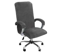 KAYBTNT Housse de Fauteuil de Bureau en Velours, Housse de Chaise de Bureau Extensible avec Housse Accoudoir, Universel Housse pour Fauteuil de Bureau Dossier Haut, Lavable,Gris,Large