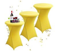 KAYBTNT Lot de 3 Housse Mange Debout 80x110cm, Jaune Nappe de Table Haute en Spandex pour Bistro, Mariage, Bar, Hôtel, Banquet, Cocktail