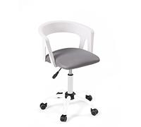 KAYELLES Chaise de Bureau compacte et Design Fille, siège Textile Mesh Respirant rembourré, Dossier avec accoudoirs, Hauteur réglable, pivotant à 360°, roulettes Souples, Pied métal AYA (Blanc Gris)