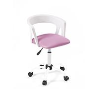 KAYELLES Chaise de Bureau compacte et Design Fille, siège Textile Mesh Respirant rembourré, Dossier avec accoudoirs, Hauteur réglable, pivotant à 360°, roulettes Souples, Pied métal AYA (Blanc Rose)
