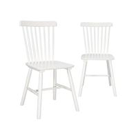 KAYELLES Lot de 2 Chaises à Barreaux Style Windsor Bistrot Vintage en Bois Massif d’Hévéa Mona Blanc