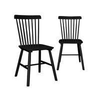 KAYELLES Lot de 2 Chaises à Barreaux Style Windsor Bistrot Vintage en Bois Massif d’Hévéa Mona Noir