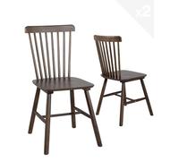 KAYELLES Lot de 2 Chaises à Barreaux Style Windsor Bistrot Vintage en Bois Massif d’Hévéa Mona Teinte Noyer