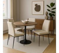 KAYELLES Lot de 4 Chaises de Salle à Manger Milo - Tissu Rayé (Beige)