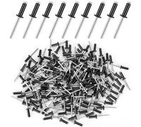 Kayqbonke Lot de 200 rivets aveugles en aluminium - 4,8 x 16 mm - Grande tête - Noir laqué - Pour bâtiments, bateaux, voitures et meubles