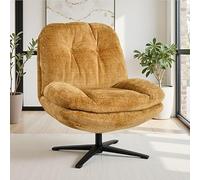 KaYu Meuble Fauteuil Relaxant pivotant Tissu Jaune Moutarde Panama Casita