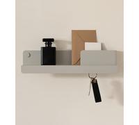 Kazai. Porte clef mural 'Holmsen' | Design minimaliste de porte cles murale inspiré de Berlin | Accroche clef moderne avec étagère métal | Support clef élégant comme meuble pour l’entrée | Gris soie