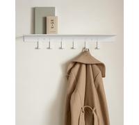 Kazai. Porte manteau mural 'Holmsen' | Crochet mural avec étagère design moderne | Patère murale en métal | Porte-manteau pour entrée | Blanc