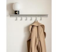 Kazai. Porte manteau mural 'Holmsen' | Crochet mural avec étagère design moderne | Patère murale en métal | Porte-manteau pour entrée | Gris soie
