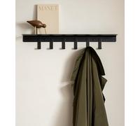Kazai. Porte manteau mural 'Holmsen' | Crochet mural avec étagère design moderne | Patère murale en métal | Porte-manteau pour entrée | Noir