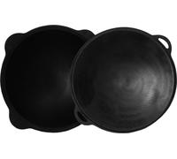 Kazan 12L NAMANGAN en fonte avec couvercle et plaque de grill - marmite de camping, WOK, écumoire, BBQ, cuisine d'extérieur, Asie