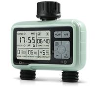 Kazeila Programmateur Arrosage 2 Voies, Extérieur Minuteur Arrosage Automatique pour Jardin IPX5 Imperméable Arroseur Automatique Manuel et 2 Programmes d'irrigation Séparés