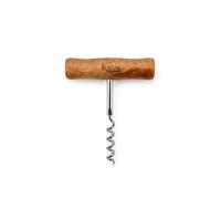 Kazza Tire-Bouchon en T, Manche en Bois, Mèche Inox | Manche Ergonomique, Acier Inoxydable, Design Classique, Ouverture Facile, Vin Rouge et Blanc