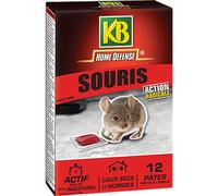 KB HOME DEFENSE SOURIPAT - Pâtes Anti-Souris 120 g - Action radicale et forte attractivité - Actif dès la 1ère ingestion -Spécial lieux secs et humides - 12 sachets de pâtes de 10g -Fabriqué en France
