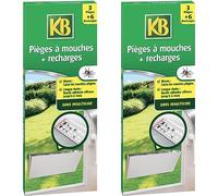 KB KBMOU3 - Pièges à Mouches et Recharges Sans Insecticide - Moustique, moucherons, insectes - Efficace 6 mois - Contient 3 pièges + 6 recharges -Piège collant inodore et discret -Simple d'utilisation