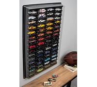 KB Tools Vitrine pour Hot Wheels avec couvercle transparent Étagères de rangement pour jouets avec 60 emplacements Boîte de rangement cubique en plastique résistant Design moderne et couleurs (Noir)