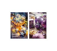 KBC Carte De Voeux - 5 Cartes Bonne Année Boules de Noël Décor Pailleté et Brillant