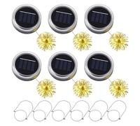 KBIBCK Mason Jar Lot de 6 lampes solaires de rechange avec 30 ampoules LED et crochets de suspension pour jardin, arbre, balcon