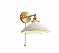 KBUUKYYXouy Applique murale plissée en céramique, bras réglable en laiton, lampe de chevet, abat-jour à volants, luminaire mural à intensité variable for chambre à coucher et salon (1 paquet)(1-pack)