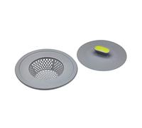 KC BLUE KitchenCraft - Bouchon d'Évier 2-en-1 avec Filtre, 11,5 cm, Gris/Vert