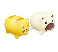 KC BLUE KitchenCraft Ceramic Dog and Cat-Shaped Novelty Salt and Pepper Shakers - Yellow/Beige (2-Piece Set)