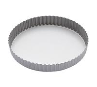 KC BLUE KitchenCraft Non-Stick Round Fluted Flan Tin/Quiche Pan with Loose Base, 25 cm (10")