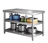 KCCRHIN Table De Travail INOX À 3 Niveaux, Plan De Travail INOX Professionnel Table De Préparation des Aliment, Table De Cuisine Commercial Charge 200Kg pour Restaurant Boulangerie,80x40x80cm