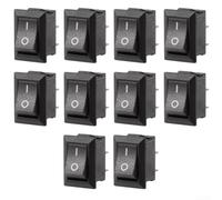 KCD11 Lot de 10 interrupteurs à bascule 10 x 15 mm, 3 A 250 VAC/6 A 125 VAC, interrupteur marche/arrêt IP68 avec 2 broches pour petits appareils ménagers et projets de bricolage, noir, boîtier ABS