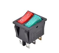 KCD6 Interrupteur à bascule 6 broches 16 A 250 V Rouge Vert 2 pièces | Interrupteur à double bouton lumineux 12 V 220 V lampe 30 x 22 mm trou de montage pour camping-car bateau voiture (rouge