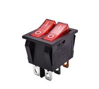 KCD6 Interrupteur à bascule 6 broches 16 A 250 V Rouge Vert 2 pièces | Interrupteur à double bouton lumineux 12 V 220 V lampe 30 x 22 mm trou de montage pour camping-car bateau voiture(rouge