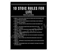 KCDFDVJFBM 10 Stoic Rules for Life Poster with Marcus Aurelius Maxims for Office Study and Motivational Wall Decor(Framed,12x18inch(30x45cm))