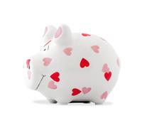 KCG Petite tirelire en forme de cochon orné de petits cœurs Blanc