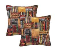 KCGSDEGV Lot de 2 housses de coussin carrées décoratives en tissu africain - Motif patchwork - 40 x 40 cm - Pour salon, canapé, jardin, voiture