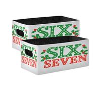 Kcldeci Christmas Six Seven Berry Lot de 2 paniers de rangement pour organisation, paniers de rangement robustes et pliables pour étagères, placard, chambre d'enfant