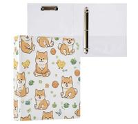 Kcldeci Classeur à 3 anneaux avec couverture rigide, motif chien Shiba Inu, anneaux ronds de 3,8 cm avec poches intérieures, pour l'école, le bureau, les cartes de recettes, 1 lot