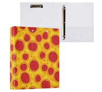 Kcldeci Classeur à 3 anneaux avec couverture rigide, motif pizza pepperoni, anneaux ronds de 3,8 cm avec poches intérieures, pour l'école, le bureau, les cartes de recettes