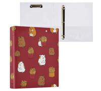 Kcldeci Classeur à 3 anneaux, couverture rigide, cochon d'Inde, frites, anneaux ronds de 3,8 cm avec poches intérieures, pour l'école, le bureau, les cartes de recettes, 1 lot