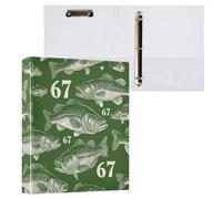Kcldeci Lot de 2 classeurs à 3 anneaux à couverture rigide, 67 poissons de bar ronds de 3,8 cm avec poches intérieures, pour l'école, le bureau, les cartes de recettes