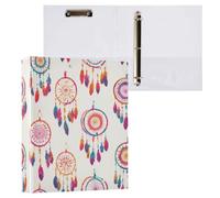 Kcldeci Lot de 2 classeurs à 3 anneaux à couverture rigide, attrape-rêves coloré, anneaux ronds de 3,8 cm avec poches intérieures, pour l'école, le bureau, les cartes de recettes, classeurs