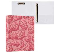 Kcldeci Lot de 2 classeurs à 3 anneaux à couverture rigide, cerveaux de dessin animé, anneaux ronds de 3,8 cm avec poches intérieures, pour l'école, le bureau, les cartes de recettes
