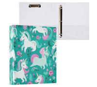 Kcldeci Lot de 2 classeurs à 3 anneaux à couverture rigide, motif licornes mignonnes, anneaux ronds de 3,8 cm avec poches intérieures, pour l'école, le bureau, les cartes de recettes