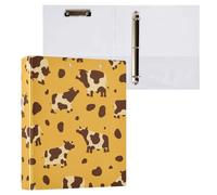 Kcldeci Lot de 2 classeurs à 3 anneaux avec couverture rigide, motif vache mignonne, pois bruns, anneaux ronds de 3,8 cm avec poches intérieures, pour l'école, le bureau, les cartes de recettes